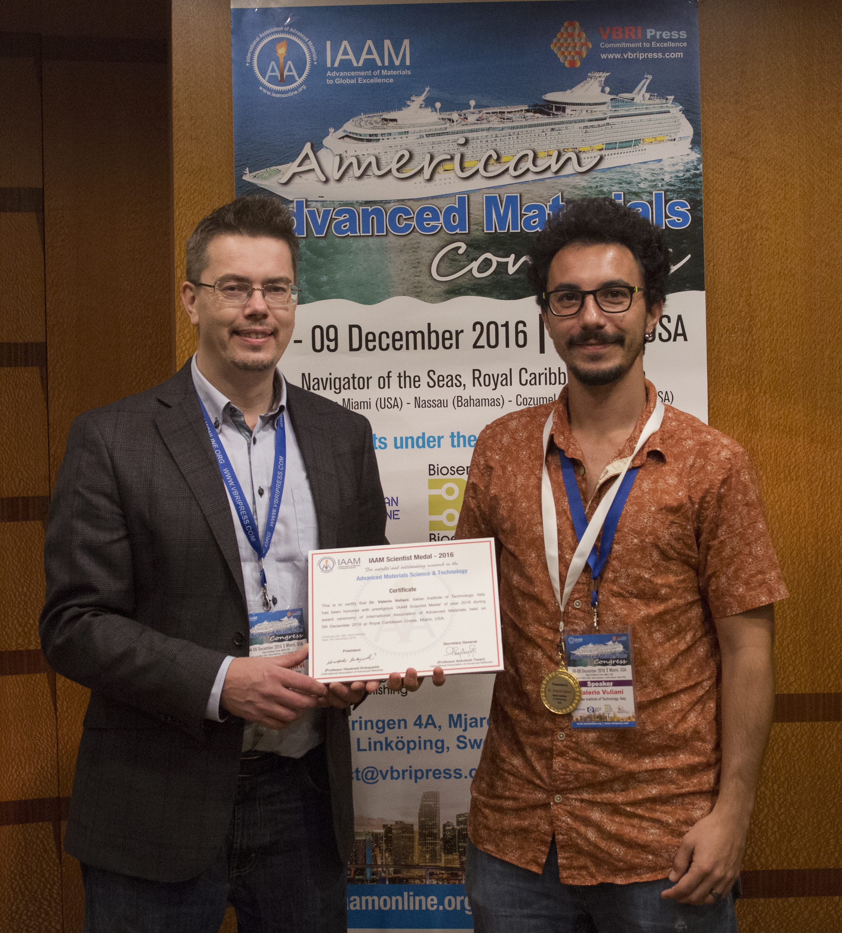 Valerio Voliani won the “IAAM Scientist Medal 2016”!